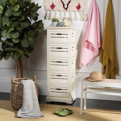 SAFAVIEH Cinda Storage 5-Drawer Cream Cabinet - 16.5" x 12.6" x 46.5" - 17Wx13Dx47H