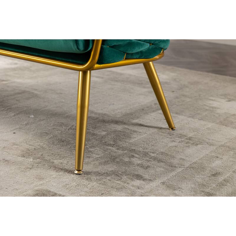 luxhomez Velvet Accent Chair Armsofa Tufted Sofa with Metal Frame for Living Room Bedroom Office Balcony Beige