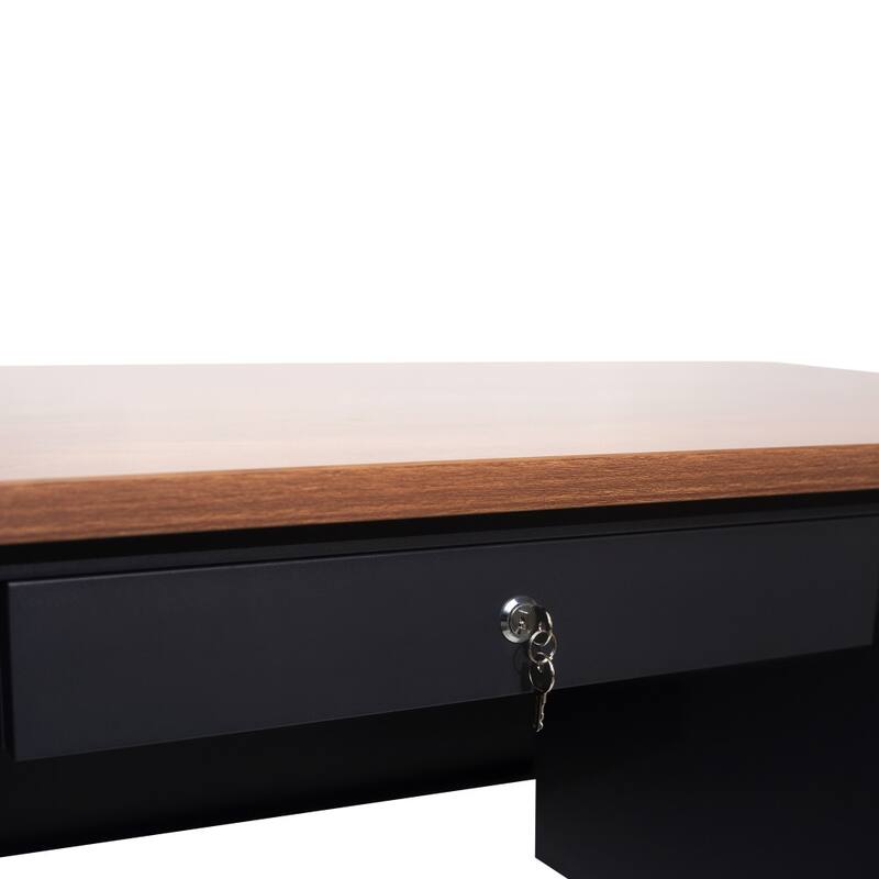 Commercial Right Side Single Pedestal Desk with 3 Locking Drawers