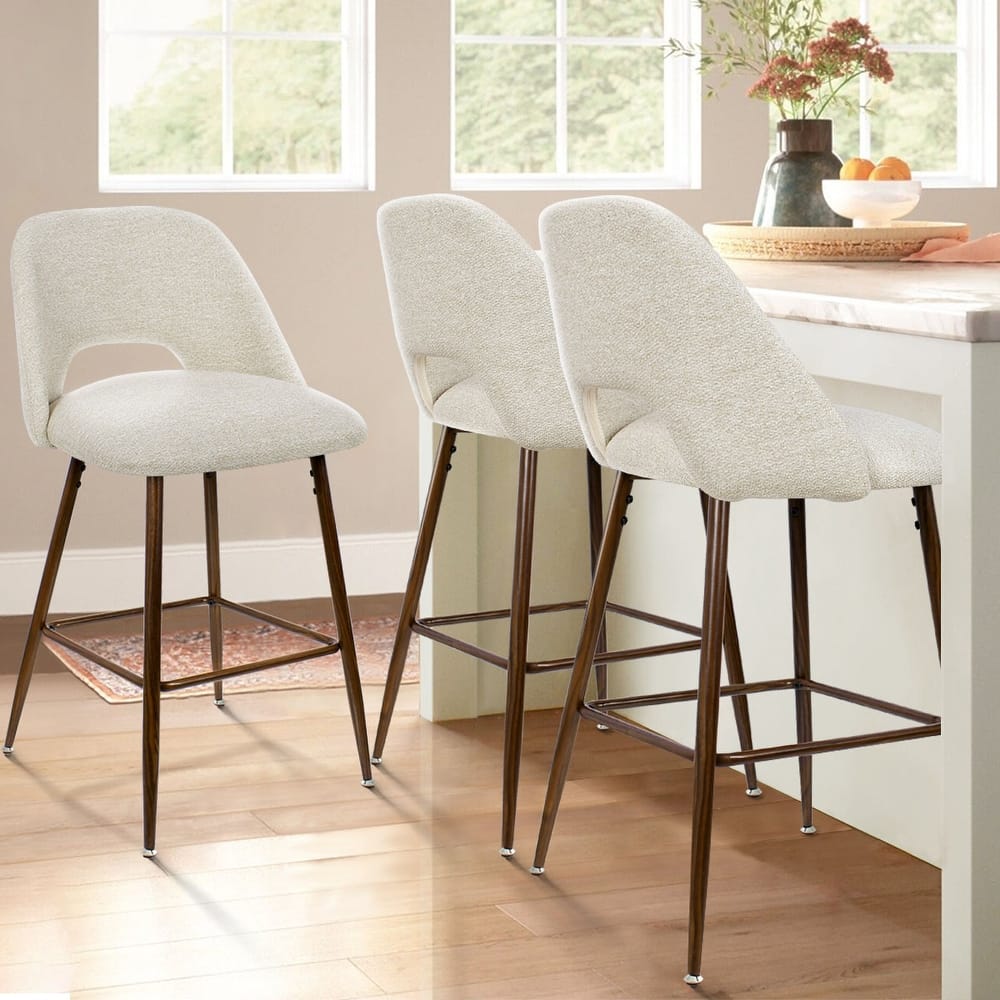 3 Pieces Counter Stool with Metal Frame (Set of 3)