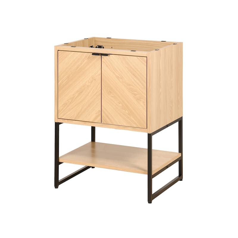 Juhl Chevron-Front Modern Minimalist 2-Shelf Bath Vanity Cabinet Only (Sink Basin Not Included), By JONATHAN Y