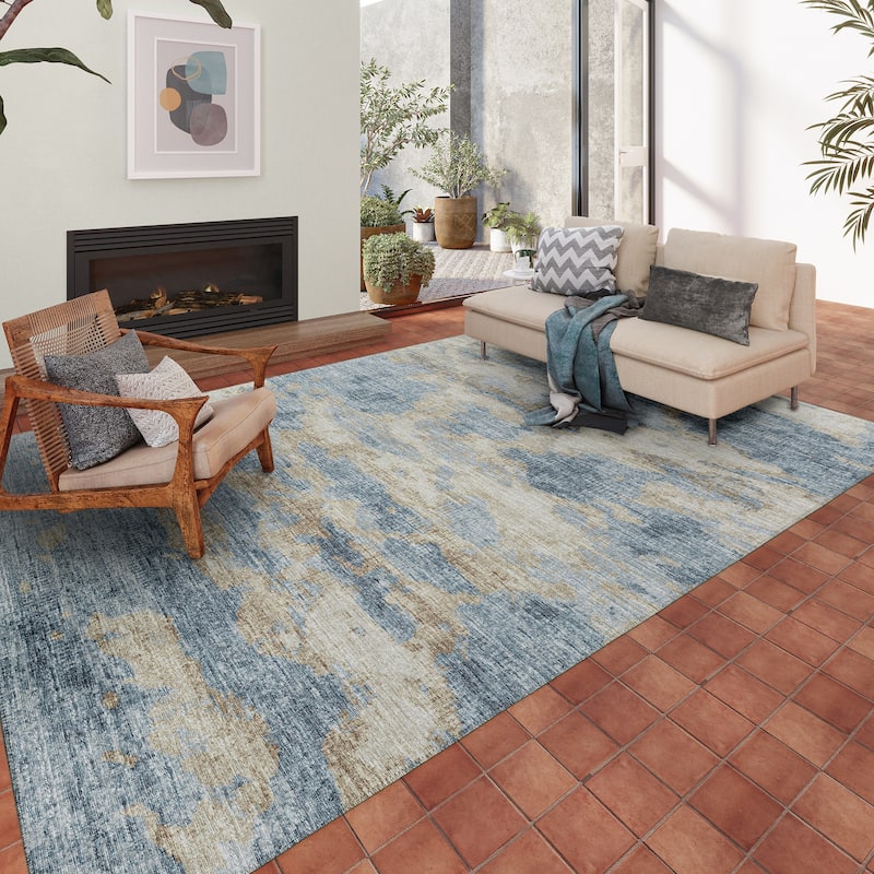 Indoor/ Outdoor Accord Modern Waves Washable Rug New