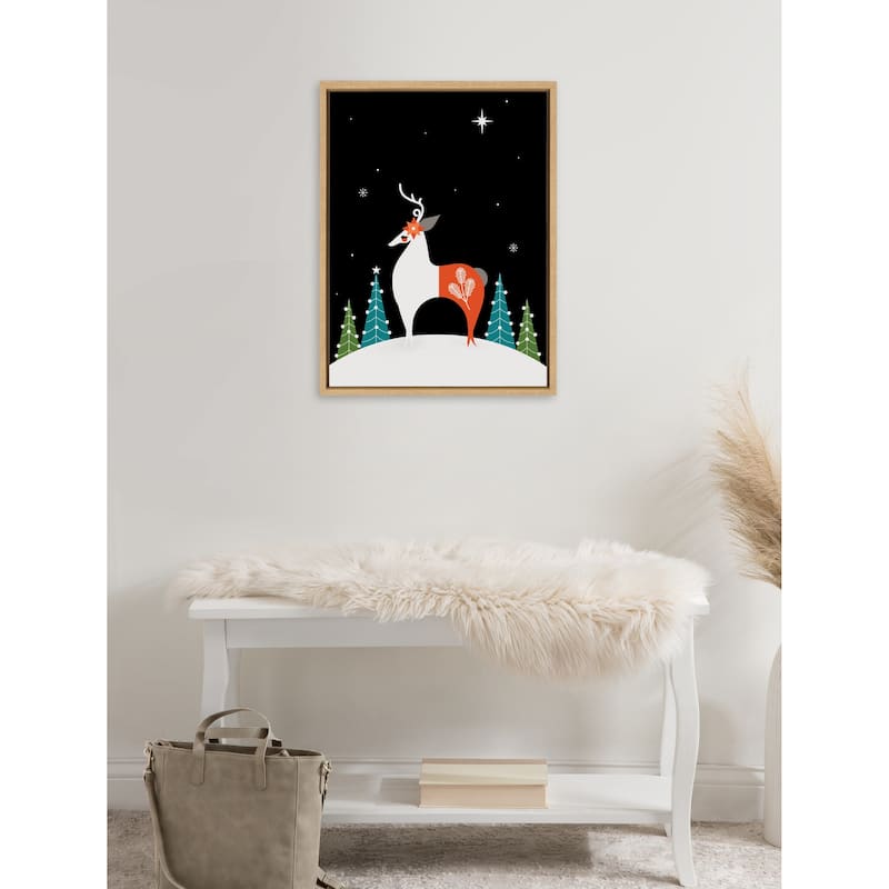 Kate and Laurel Sylvie Season Reindeer Framed Canvas by Amber Leaders