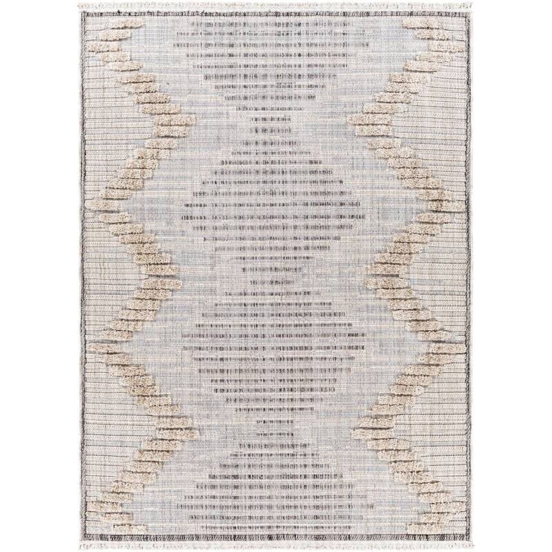 Livabliss Zaragoza Transitional Tribal Area Rug - Grey/Beige - 5' 3" x 7' - Rectangle