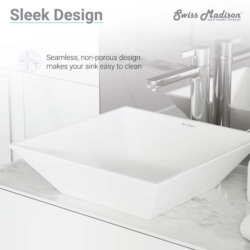 Swiss Madison St. Tropez Square Ceramic Bathroom Vessel Sink