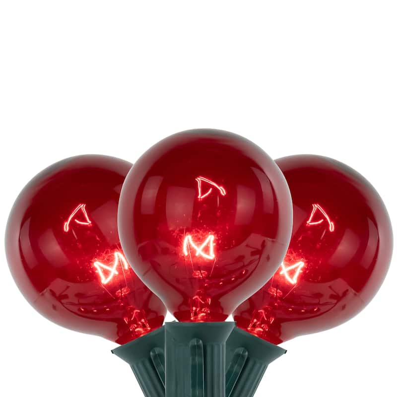 G50 Globe Indoor Outdoor Patio Light Set - Red - 9' Green Wire - 10ct