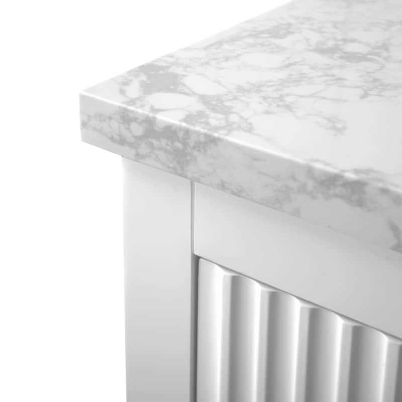 Vanity Art 60" Single Sink Bathroom Vanity Cabinet with Engineered Marble Countertop