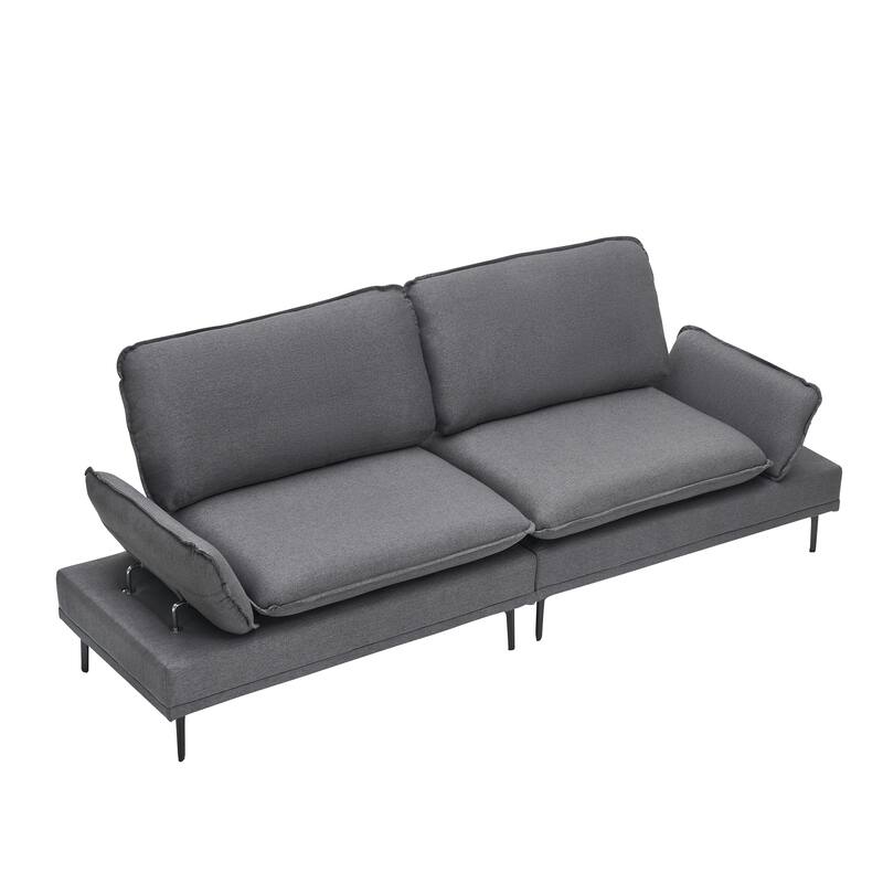 89-inch Dark Grey Polyester Blend Sofa for Offices, Apartments and Living Rooms