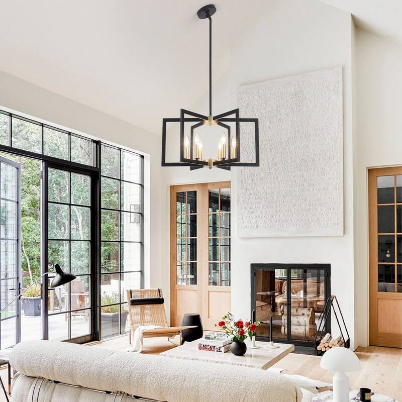 6-Light Candlestick Hanging Linear Foyer Chandelier Lighting for Dining Room Kitchen Island