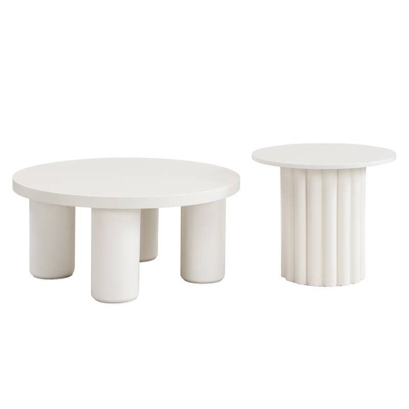 Coffee Table Set of 2 with Cylindrical Leg