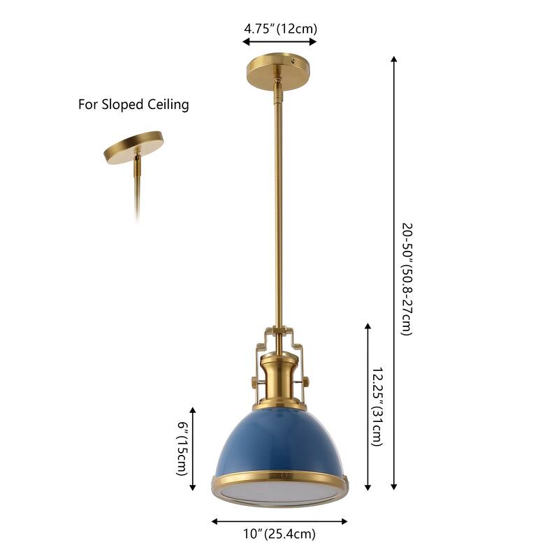 Deere Adjustable Iron/Glass Vintage LED Dome Pendant, by JONATHAN Y