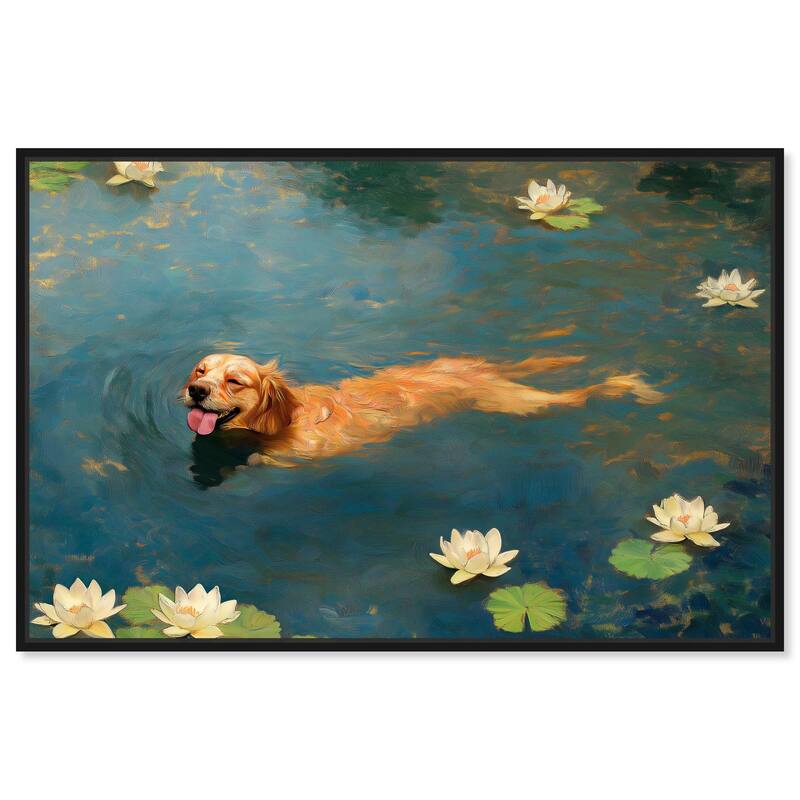 Pond Pup II Canvas by Art Remedy - Black - 24" x 16"