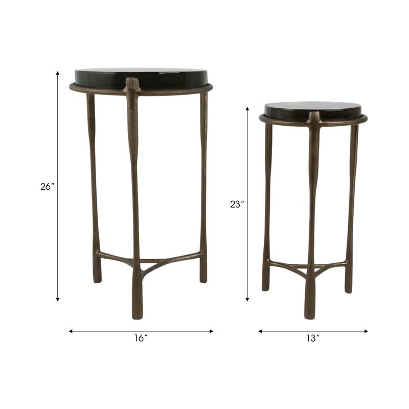 Metal Accent Side Tables Round Top and Frame Modern Design (Set of 2) - 16" x 16" x 26"