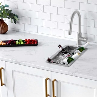 STYLISH 9 inch Single Bowl Undermount and Drop-in Stainless Steel Kitchen Sink - 9" x 17.75" x 5"