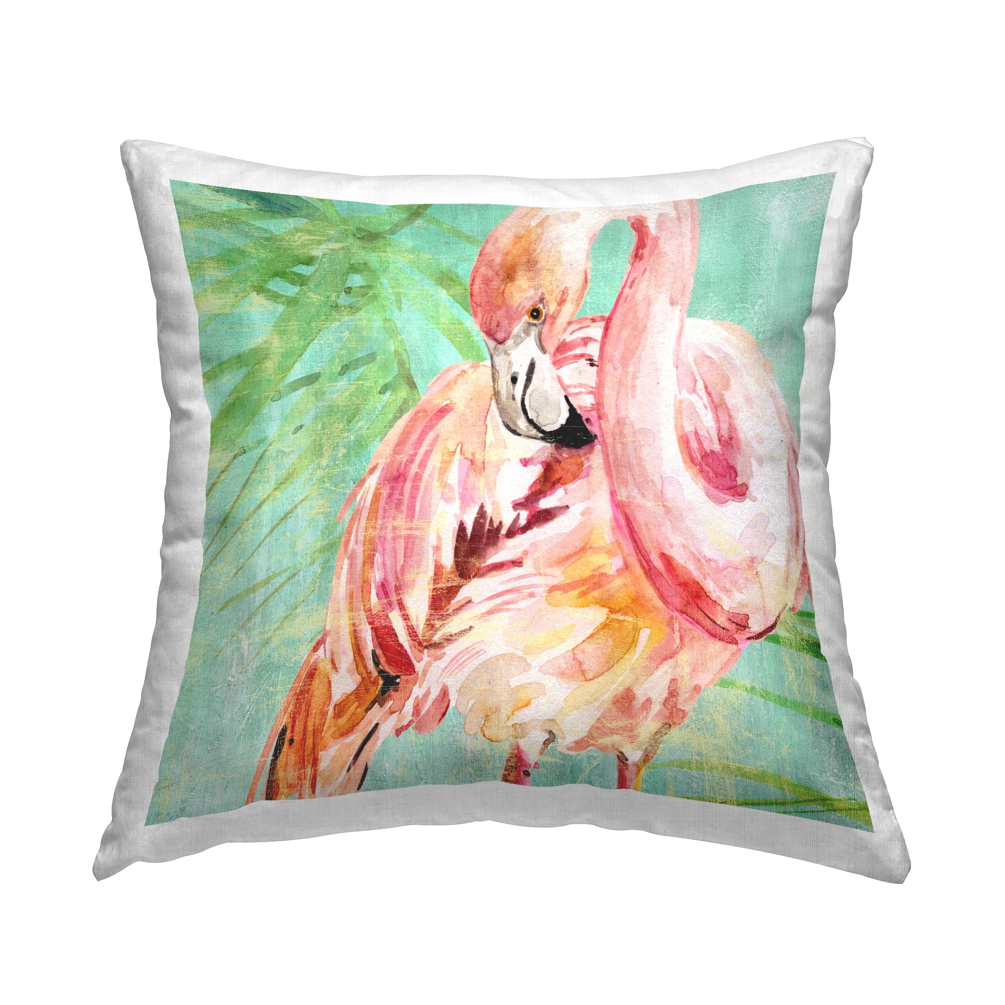 Stupell Tropical Flamingo on Green Printed Outdoor Throw Pillow Design by Livi and Finn Bed Bath Beyond 40230899