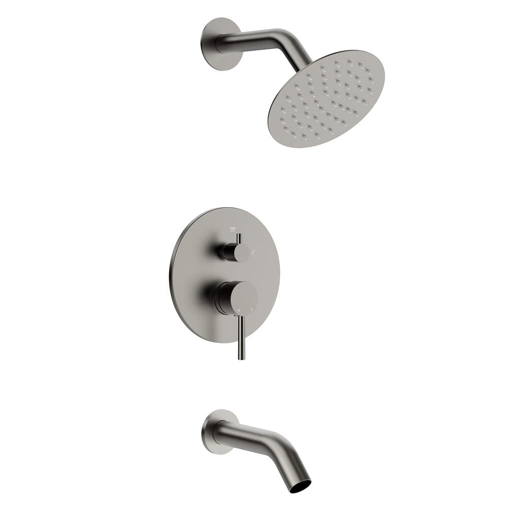 GRANDJOY Wall-Mount 2-Function Shower and Tub System with Pressure Balance Valve