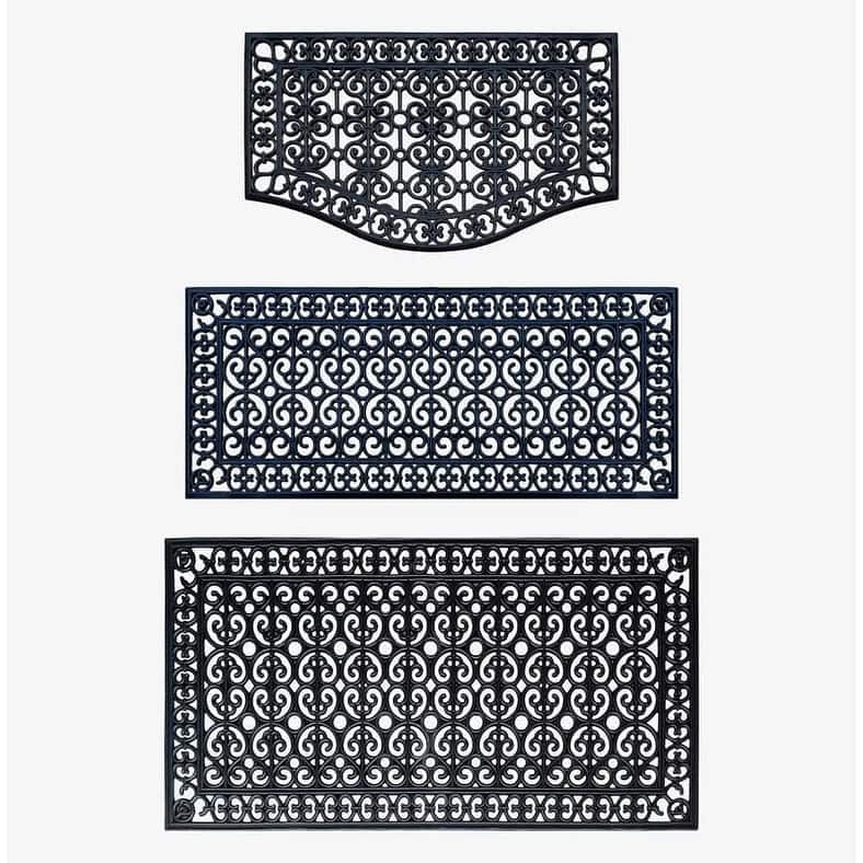 A1HC Rubber Grill Matching Doormat Set, For Front, Patio & Garage Entrance, Heavy Duty for Indoor Outdoor - 3-Piece(Complete Home Set 24x39, 24x57, 30x60)