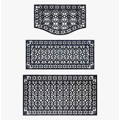 A1HC Rubber Grill Matching Doormat Set, For Front, Patio & Garage Entrance, Heavy Duty for Indoor Outdoor
