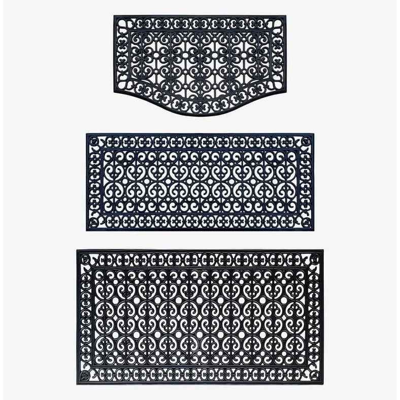 A1 Home Collections Rubber Grill Matching Doormat Set, For Front, Patio & Garage Entrance, Heavy Duty for Indoor Outdoor