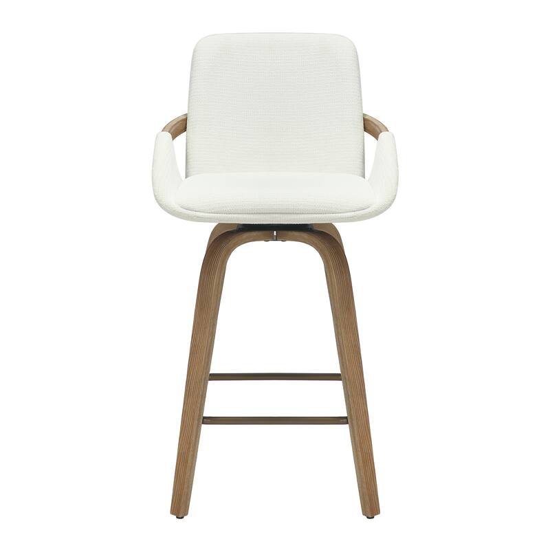 Modern Faux Leather & Bentwood 26" Counter Stool w/Swivel, Set of 2