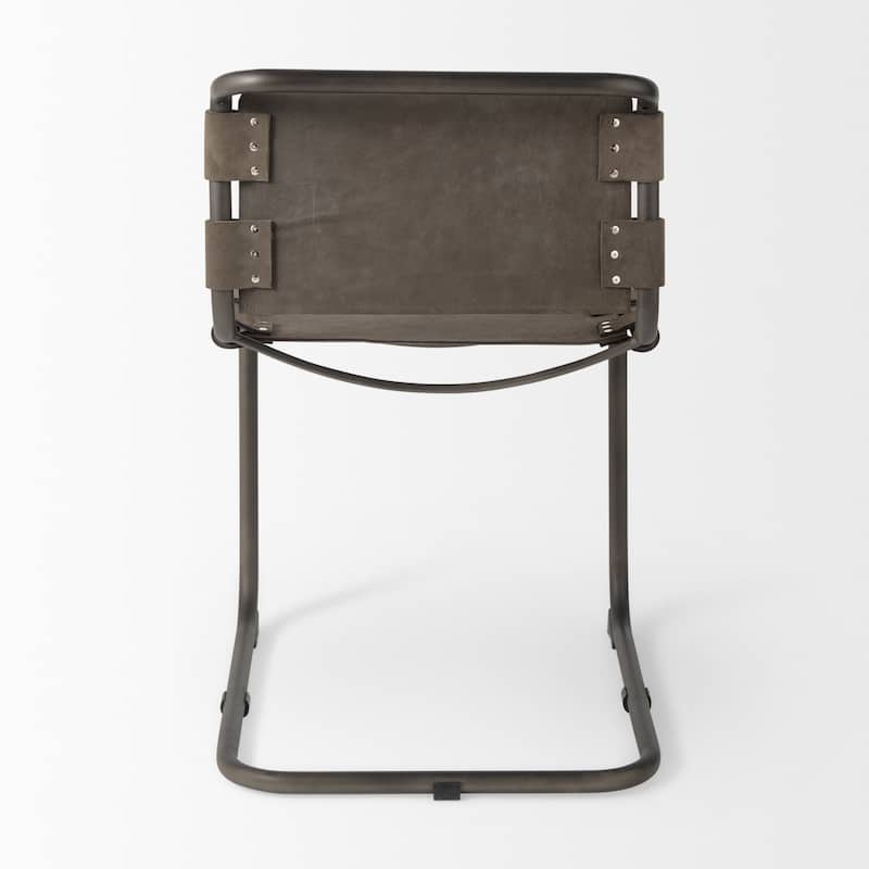 Berbick Brown / Grey Suede w/ Gunmetal Iron Frame Dining Chair - 20.5"W x 24"D x 33"H