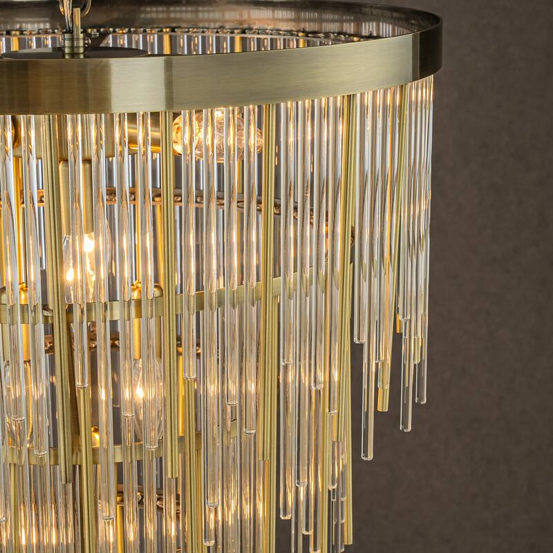 CraftHome Modern Glam Antique Bronze Waterfall Chandelier Adjustable Ceiling Pendant for Bedroom, Dining Room or Foyer