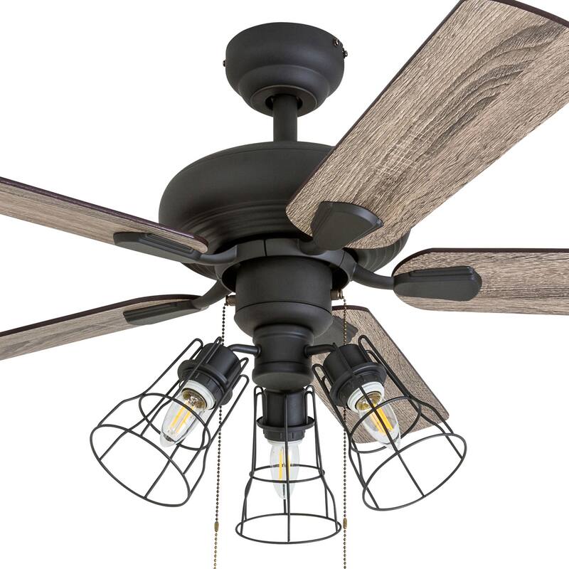 42" Prominence Home Madison County Bronze Industrial Style LED Ceiling Fan with Light, Remote Control
