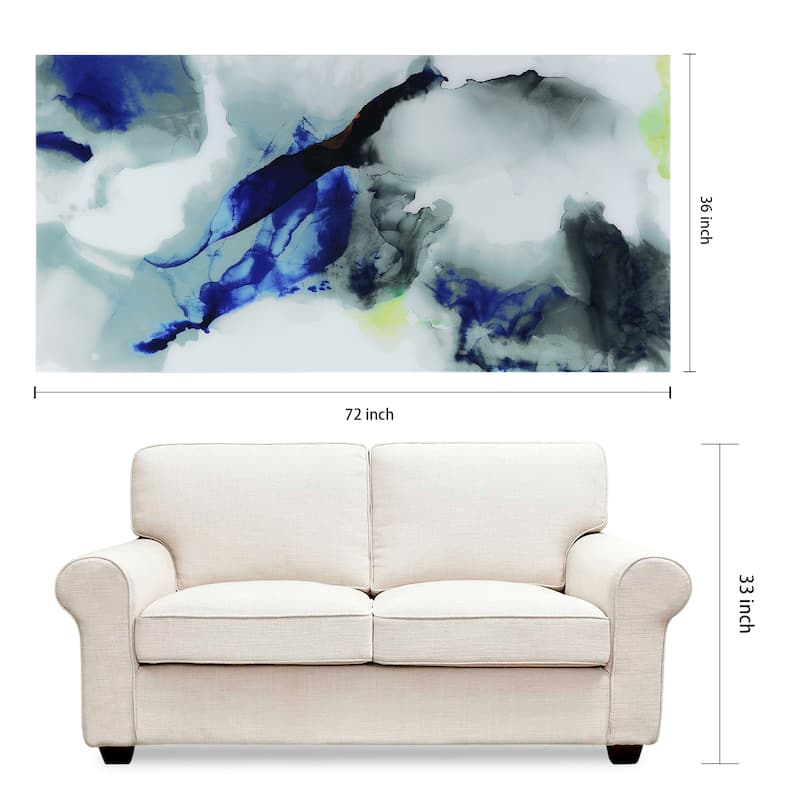 Abstract Frameless Free Floating Tempered Art Glass Wall Art - Multi-color