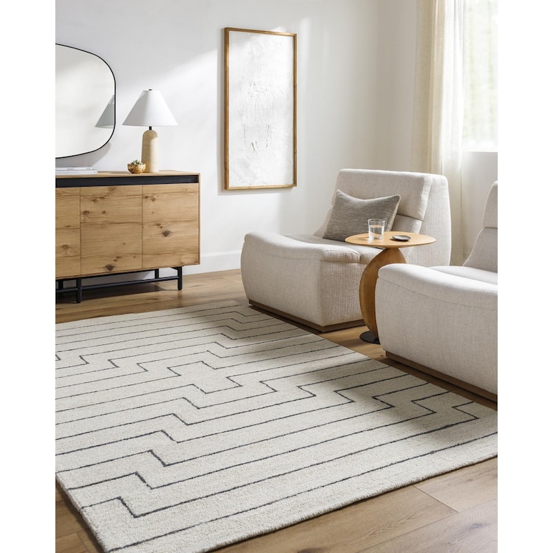 Livabliss Moroccan Bournemouth Stripe Area Rug - 8' x 10' - Ivory/Black