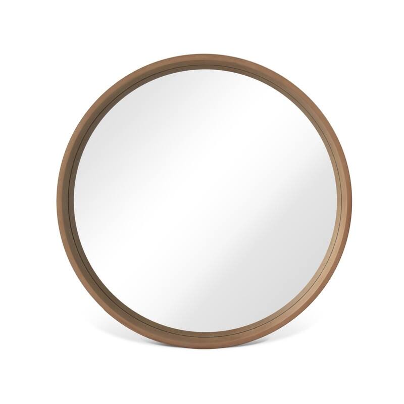Classic Wooden Frame Farmhouse Round Wall Mirror