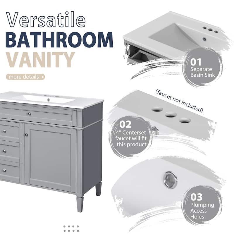 36''Bathroom Vanity With Medicine Cabinet,Storage Cabinet With 2 Soft Closing Doors And 4 Drawers,Single Sink Bathroom Vanity