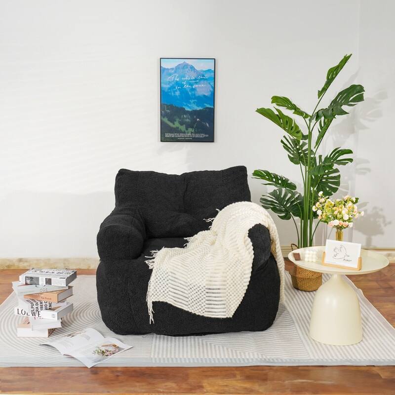 Grondin Giant Bean Bag Chairs for Adults and Teens, Sherpa Upholstery Lazy Sofa with Density Cotton Filling Modern Comfy Chair