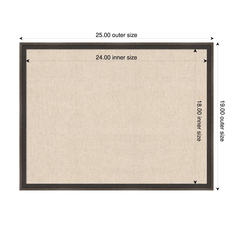 Amanti Art Framed Fabric Pinboard Natural Linen Printed Bulletin Board - Board Size 24 x 18 - Hardwood Wedge Chocolate