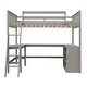 preview thumbnail 4 of 55, Full Size Wooden Loft Bed with Desk and Shelves, Space-Saving Design