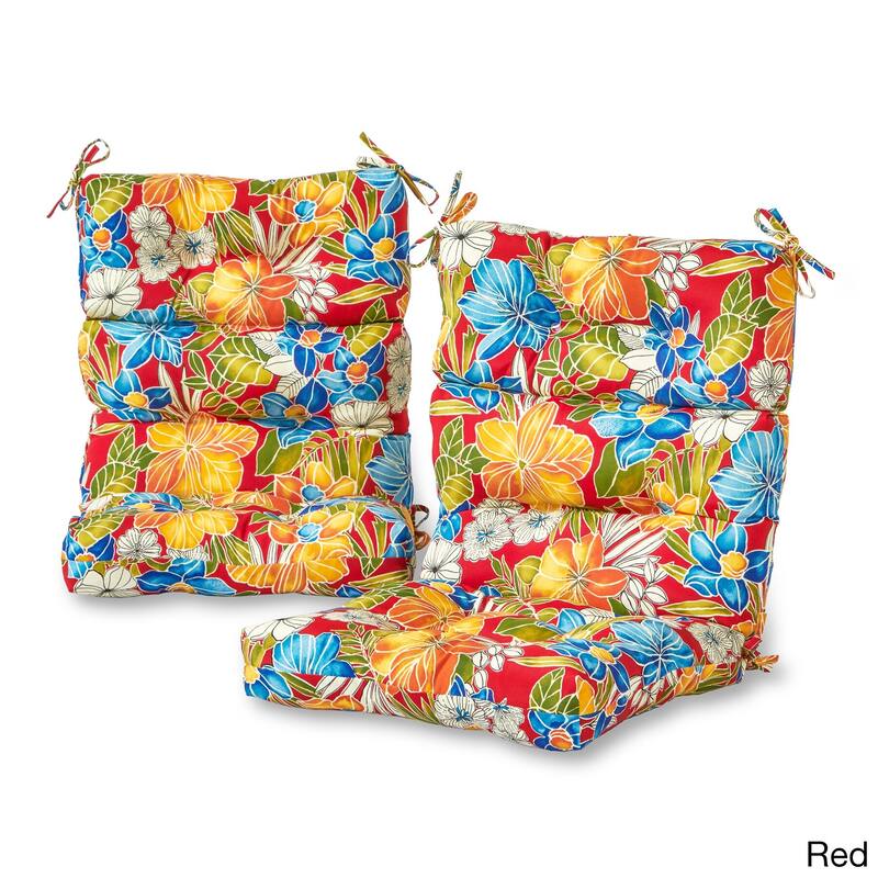 Aloha Floral Outdoor 44x22-inch High Back Chair Cushion (Set of 2) (Cushions Only) - Aloha Red