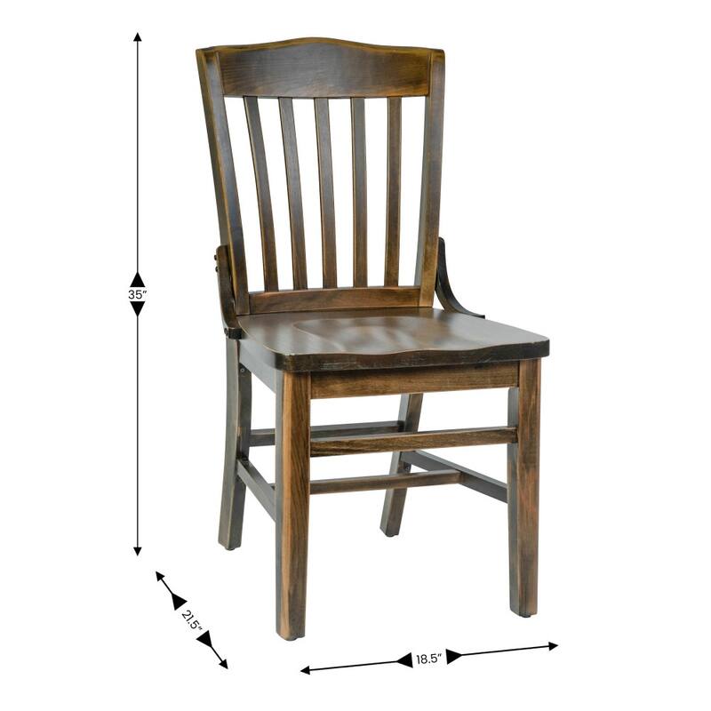 School House Back Wooden Restaurant Dining Chair - 18.5"W x 21.5"D x 35"H