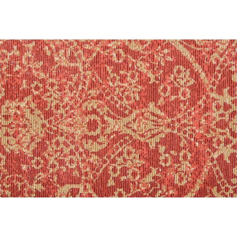 Tessina Distressed Ornamental Rug, Red/Gold/Orange, Area Rug