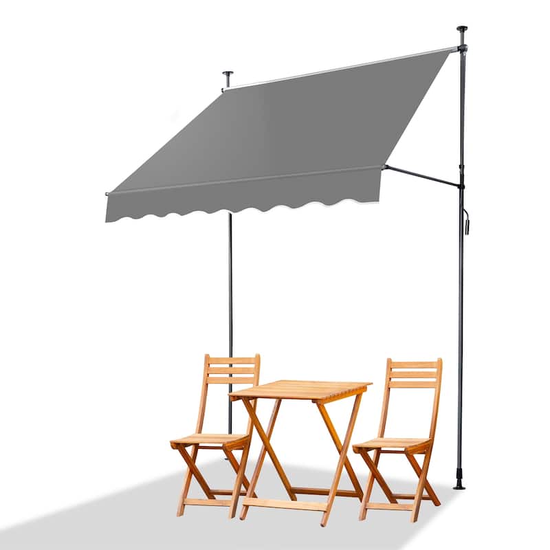 Retractable Patio Awning with 180g PU-Coated Polyester Fabric Aluminum and Steel Frame Adjustable 0 to 90 Degrees - 78.7" - Grey