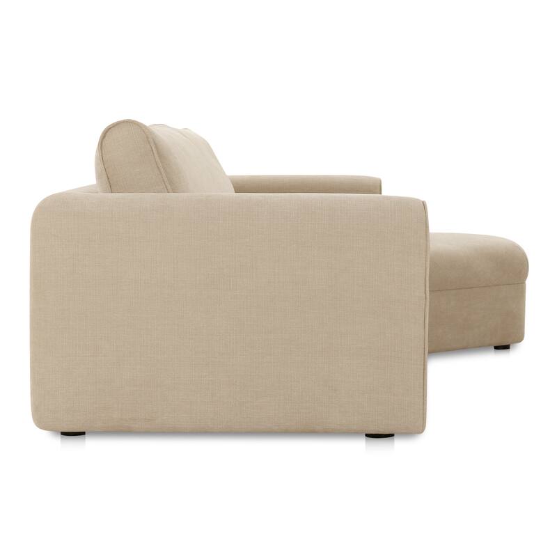 NADAAL STUDIOS Talorin Left-Facing Sectional Sofa, Wide Chaise Seating, Seats 4, Heritage Pink Chenille Fabric