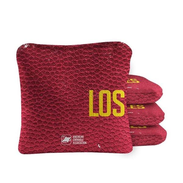 slide 2 of 4, Los Angeles Maroon Dual Sided Cornhole Bags