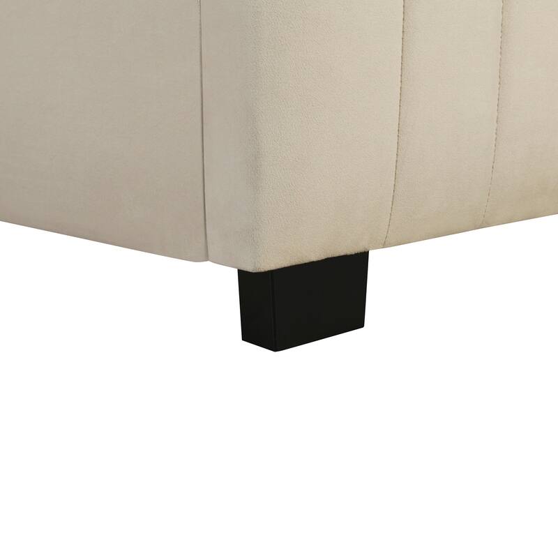 Twin Size Velvet Upholstered Platform Bed Frame with Trundle, No Box Spring, Space-Saving Design, Sturdy Construction