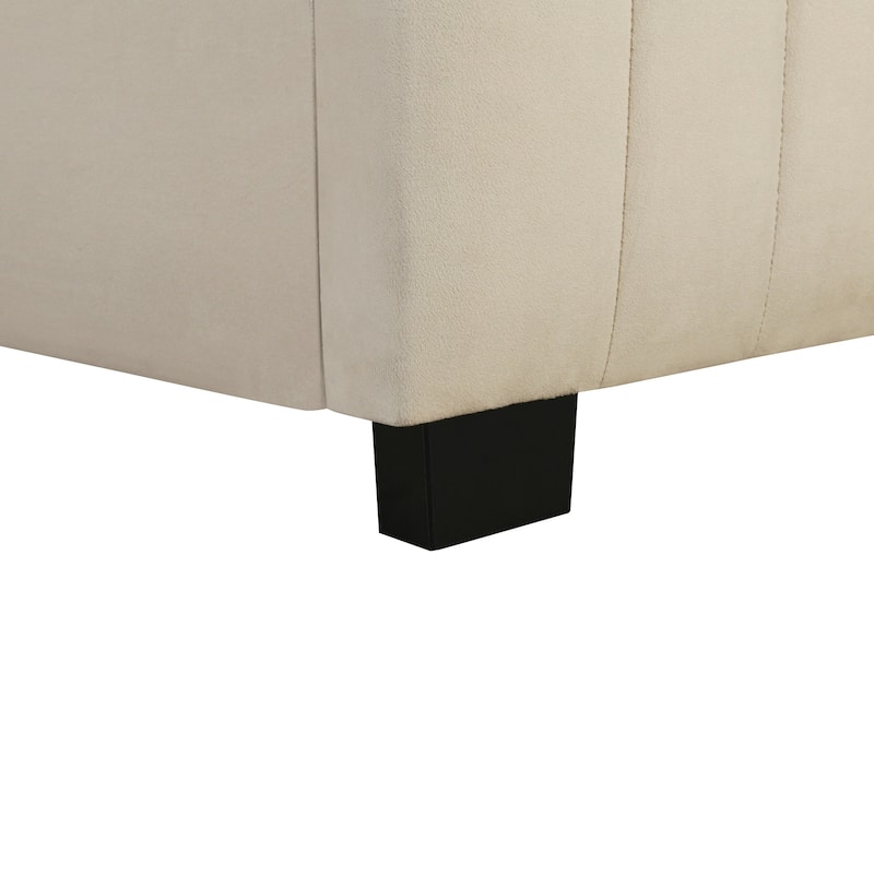 Velvet Upholstered Platform Bed with Twin Size Trundle