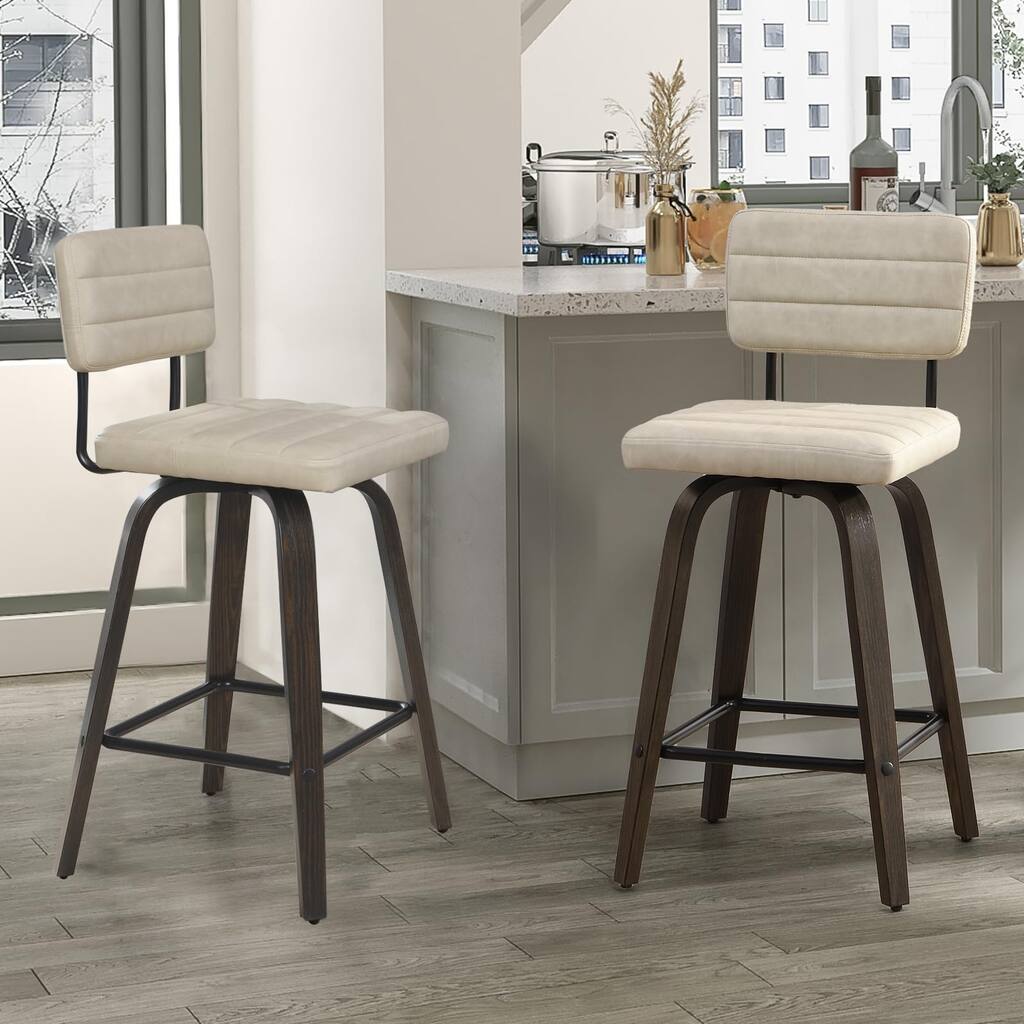 Bar Stools Set of 2-Counter Height Swivel Wood