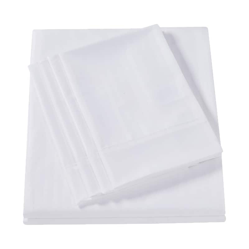 Sweet Home Collection 6 Piece Embossed Dobby Stripe Sheet Set, Double Brushed Microfiber.