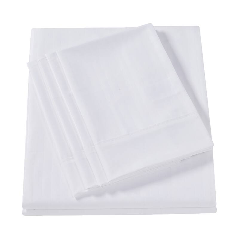 Sweet Home Collection 6 Piece Embossed Dobby Stripe Sheet Set, Double Brushed Microfiber
