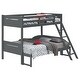 preview thumbnail 5 of 7, Twin over Full Bunk Bed with Angled Ladder & Convertible Design, Grey