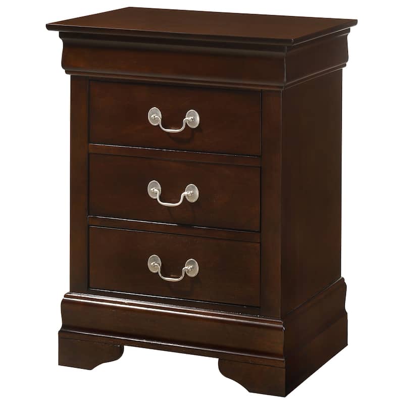 Modern 3-Drawer Nightstand - Bedside Table with Metal Handles - 29" Height