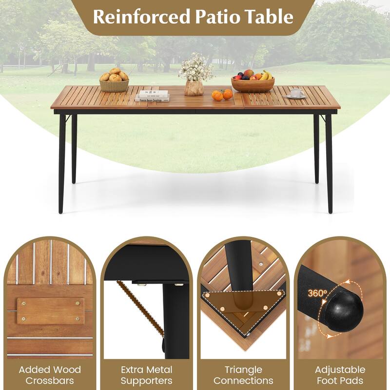 Costway 79" Outdoor Dining Table for 8 Acacia Wood Patio Table with - See Details