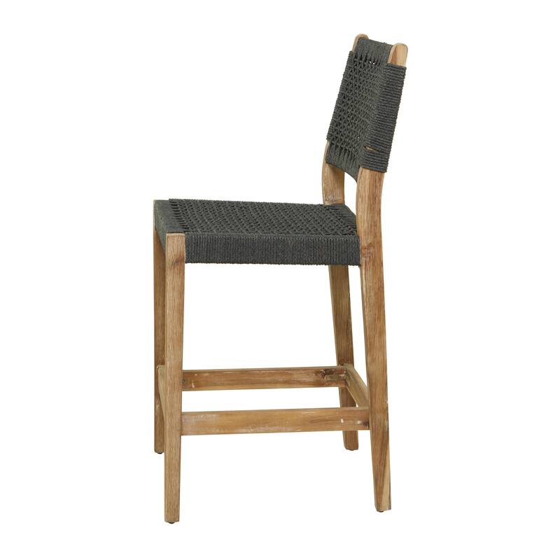 Wood Outdoor Dining Chair with Woven Seat and Back - Set of 2 Dark Gray - Roche River Decor