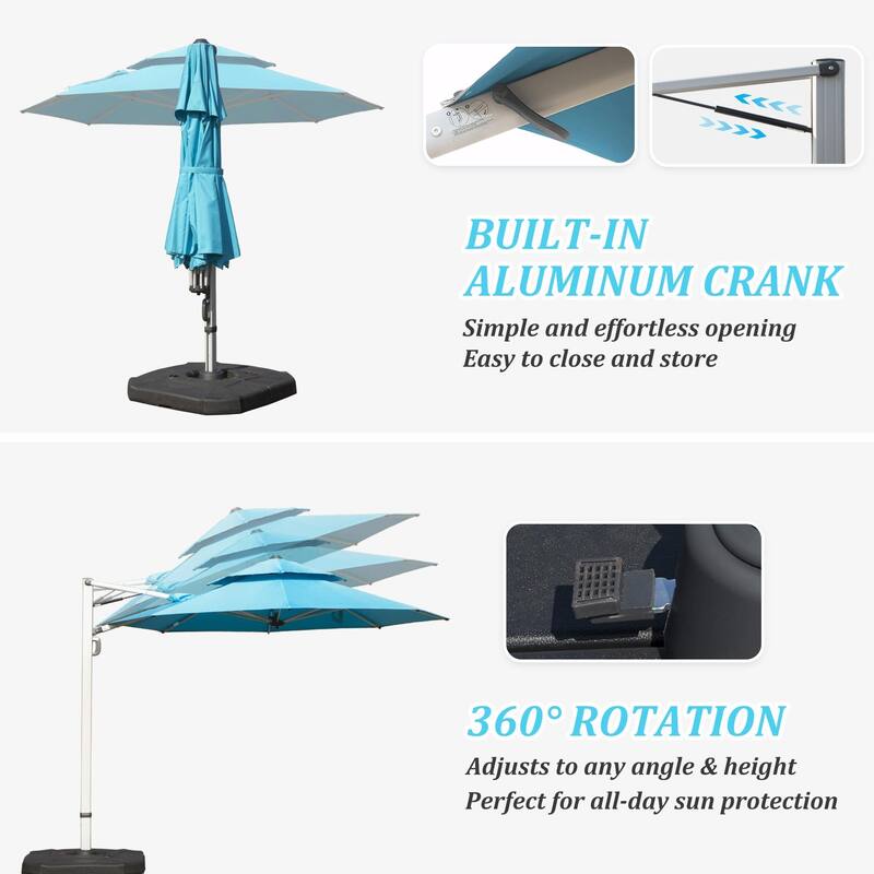 Aluminum Patio Umbrella - 360° Rotation, Hydraulic Lift